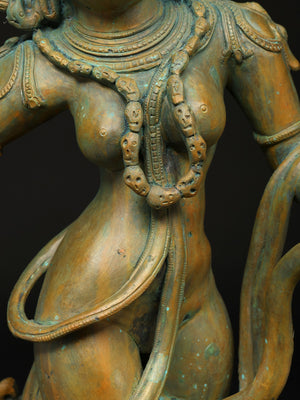 Chaturbhuja Kali in Tribhanga with Sword and Skull in Panchaloha Bronze – Swamimalai, Tamil Nadu