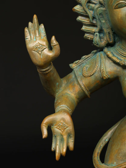 21" Dancing Goddess Kali with Four Arms | Panchaloha Bronze Statue from Swamimalai
