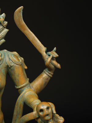 Chaturbhuja Kali in Tribhanga with Sword and Skull in Panchaloha Bronze – Swamimalai, Tamil Nadu