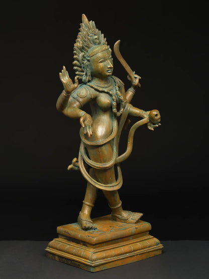 21" Dancing Goddess Kali with Four Arms | Panchaloha Bronze Statue from Swamimalai
