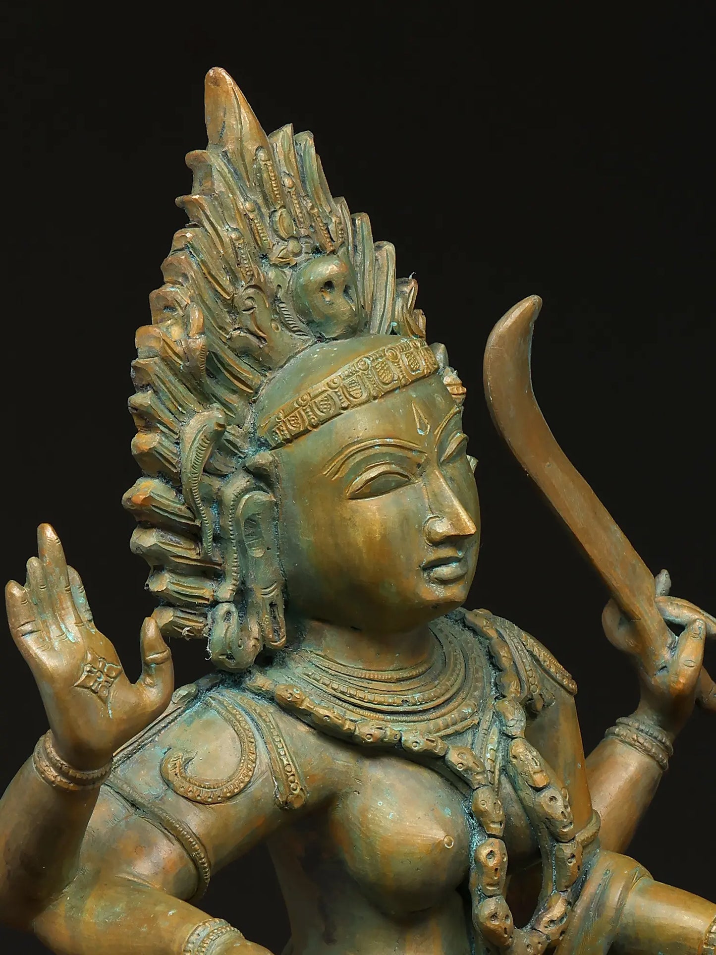 21" Dancing Goddess Kali with Four Arms | Panchaloha Bronze Statue from Swamimalai