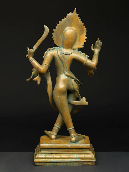 21" Dancing Goddess Kali with Four Arms | Panchaloha Bronze Statue from Swamimalai