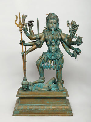 10-Armed Mahakali with Sword and Skull in Bronze