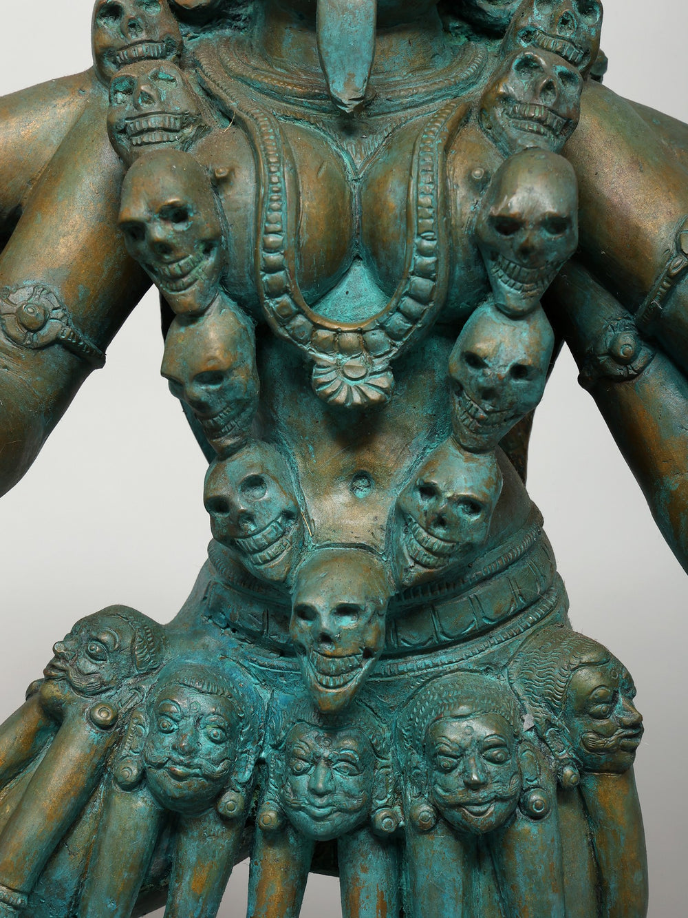 10-Armed Mahakali with Sword and Skull in Bronze – Swamimalai, Tamil Nadu