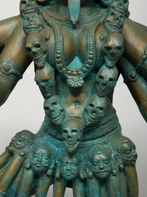 10-Armed Mahakali with Sword and Skull in Bronze – Swamimalai, Tamil Nadu