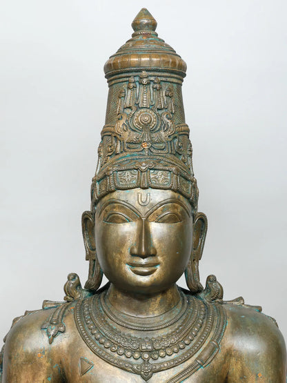 52" Lord Vishnu with Prabhavali (Lost-Wax) | Panchaloha Bronze from Swamimalai | Bronze Statue for Temple