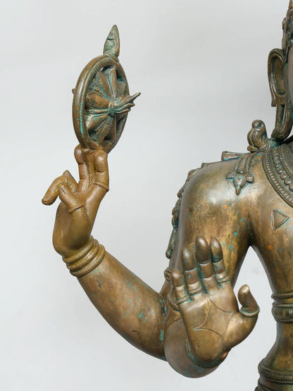 52" Lord Vishnu with Prabhavali (Lost-Wax) | Panchaloha Bronze from Swamimalai | Bronze Statue for Temple