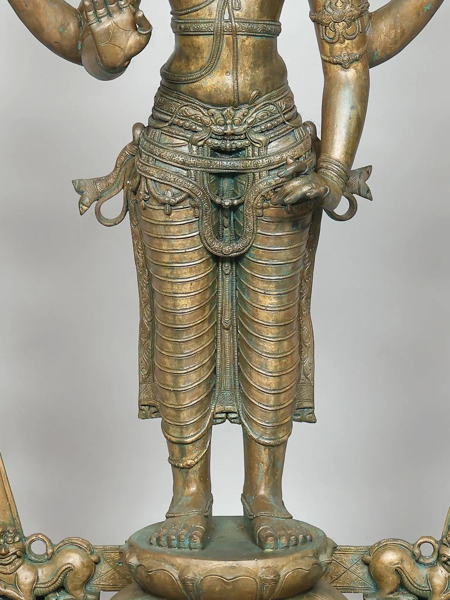 52" Lord Vishnu with Prabhavali (Lost-Wax) | Panchaloha Bronze from Swamimalai | Bronze Statue for Temple