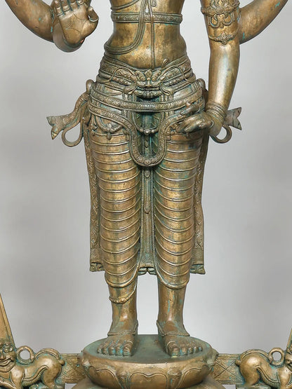 52" Lord Vishnu with Prabhavali (Lost-Wax) | Panchaloha Bronze from Swamimalai | Bronze Statue for Temple
