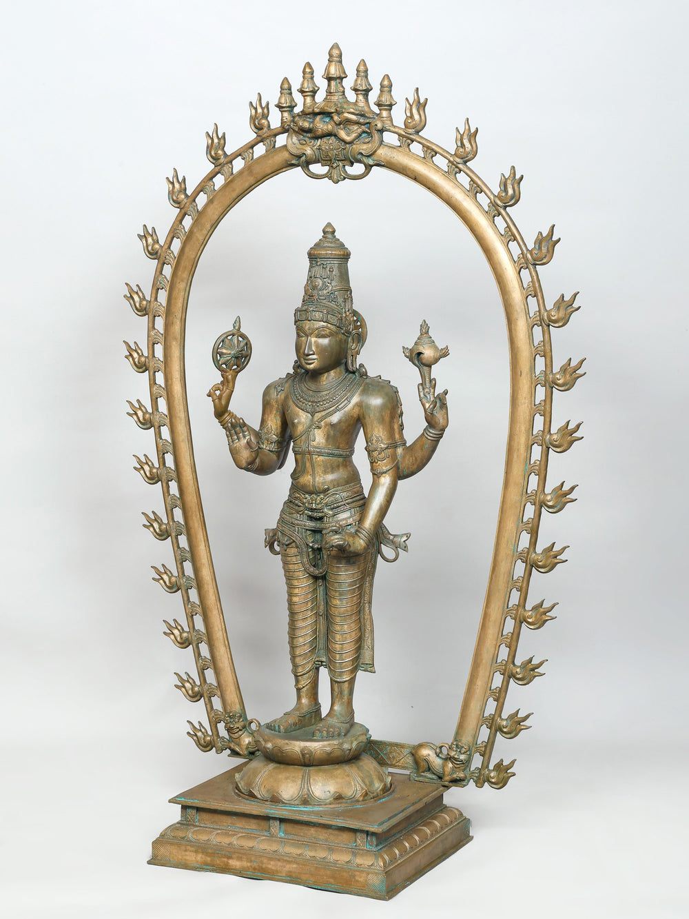 Standing Vishnu with Vatapatrashayi Krishna Apex in Ornate Prabhavali