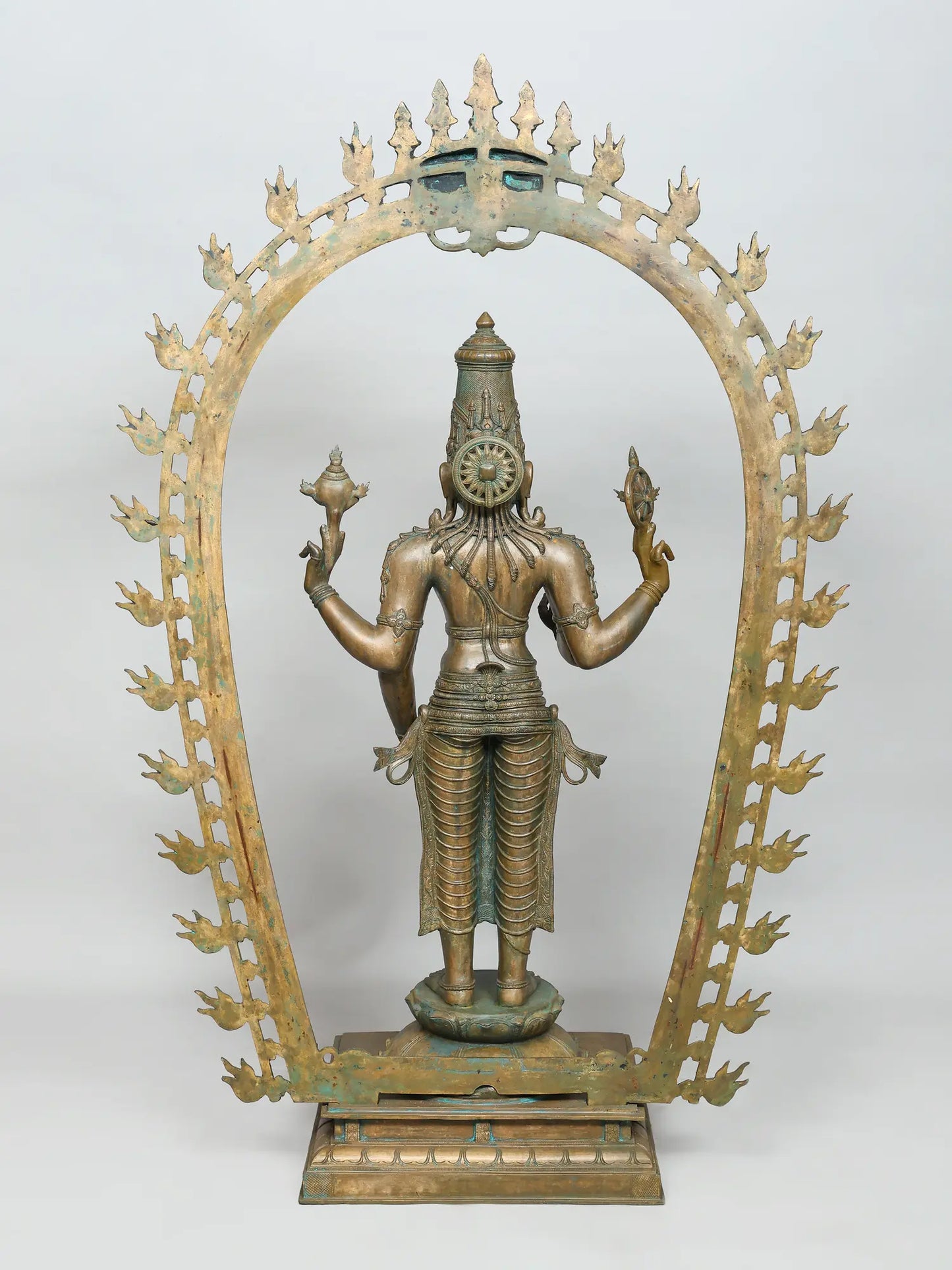 52" Lord Vishnu with Prabhavali (Lost-Wax) | Panchaloha Bronze from Swamimalai | Bronze Statue for Temple