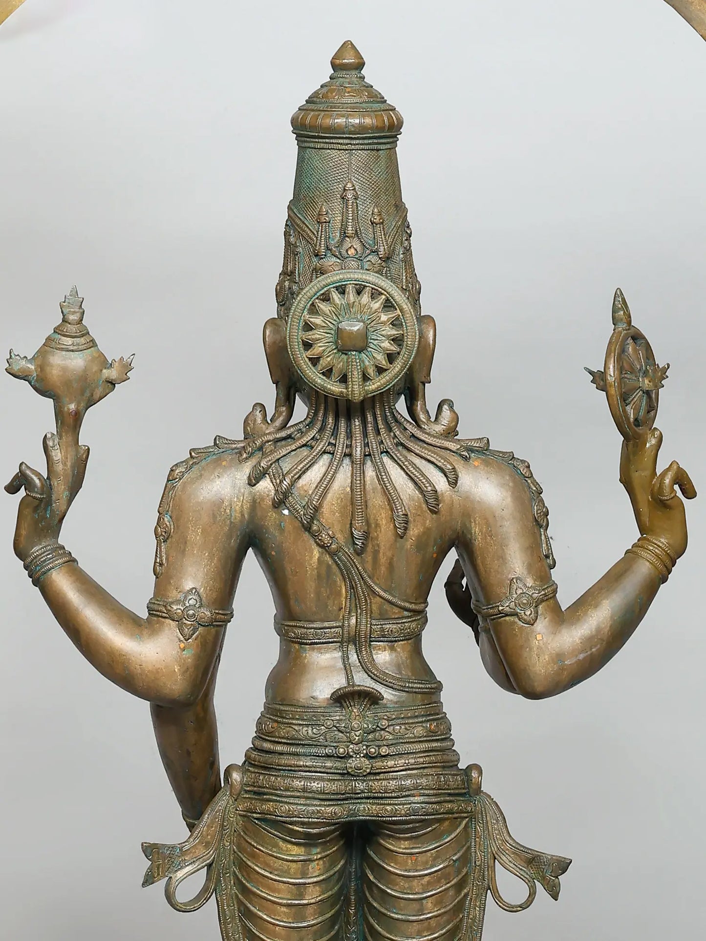 52" Lord Vishnu with Prabhavali (Lost-Wax) | Panchaloha Bronze from Swamimalai | Bronze Statue for Temple