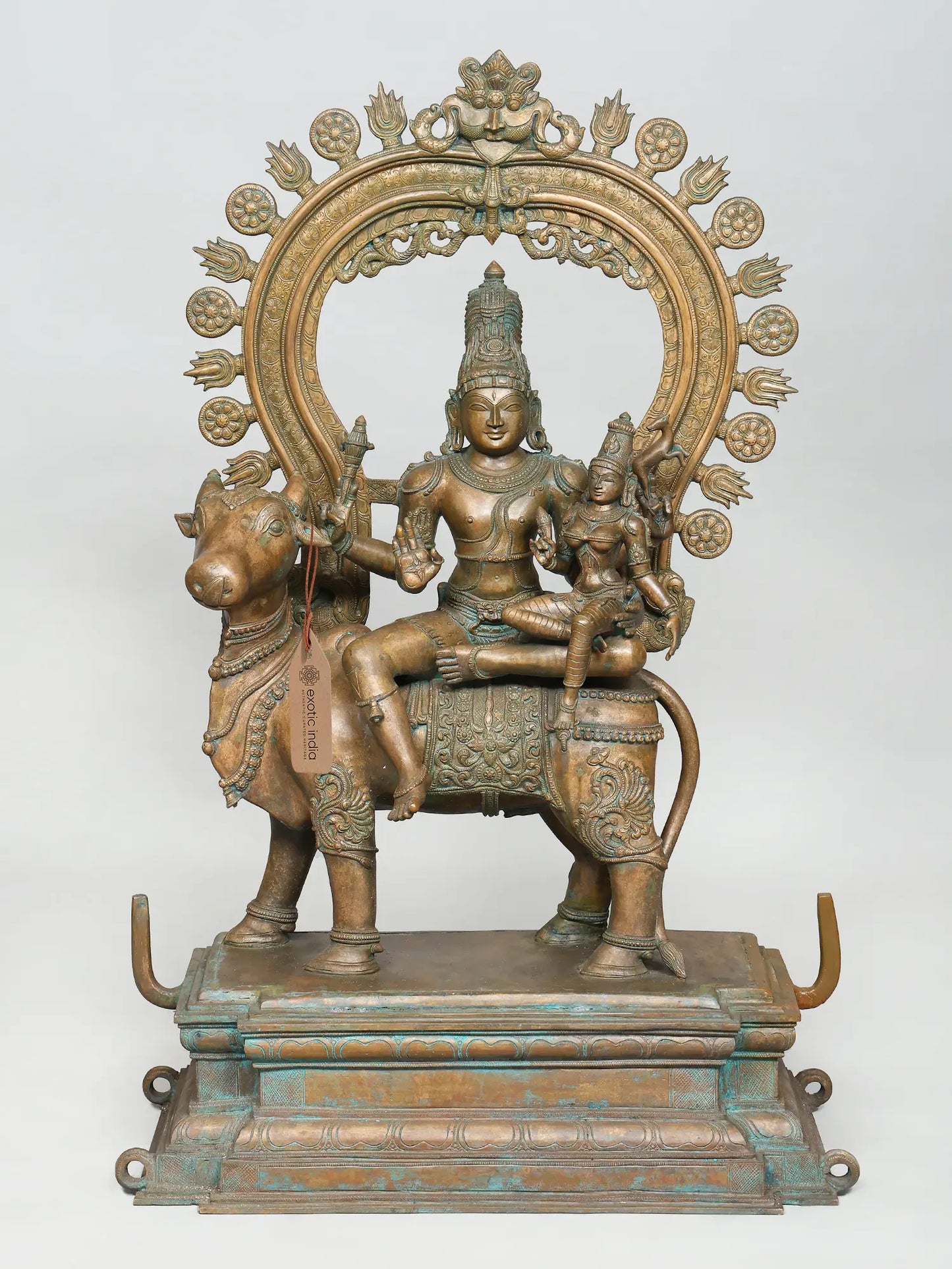 36" Superfine Pradosha Moorthy (Lord Shiva and Goddess Parvati on Nandi) | Panchaloha Bronze from Swamimalai