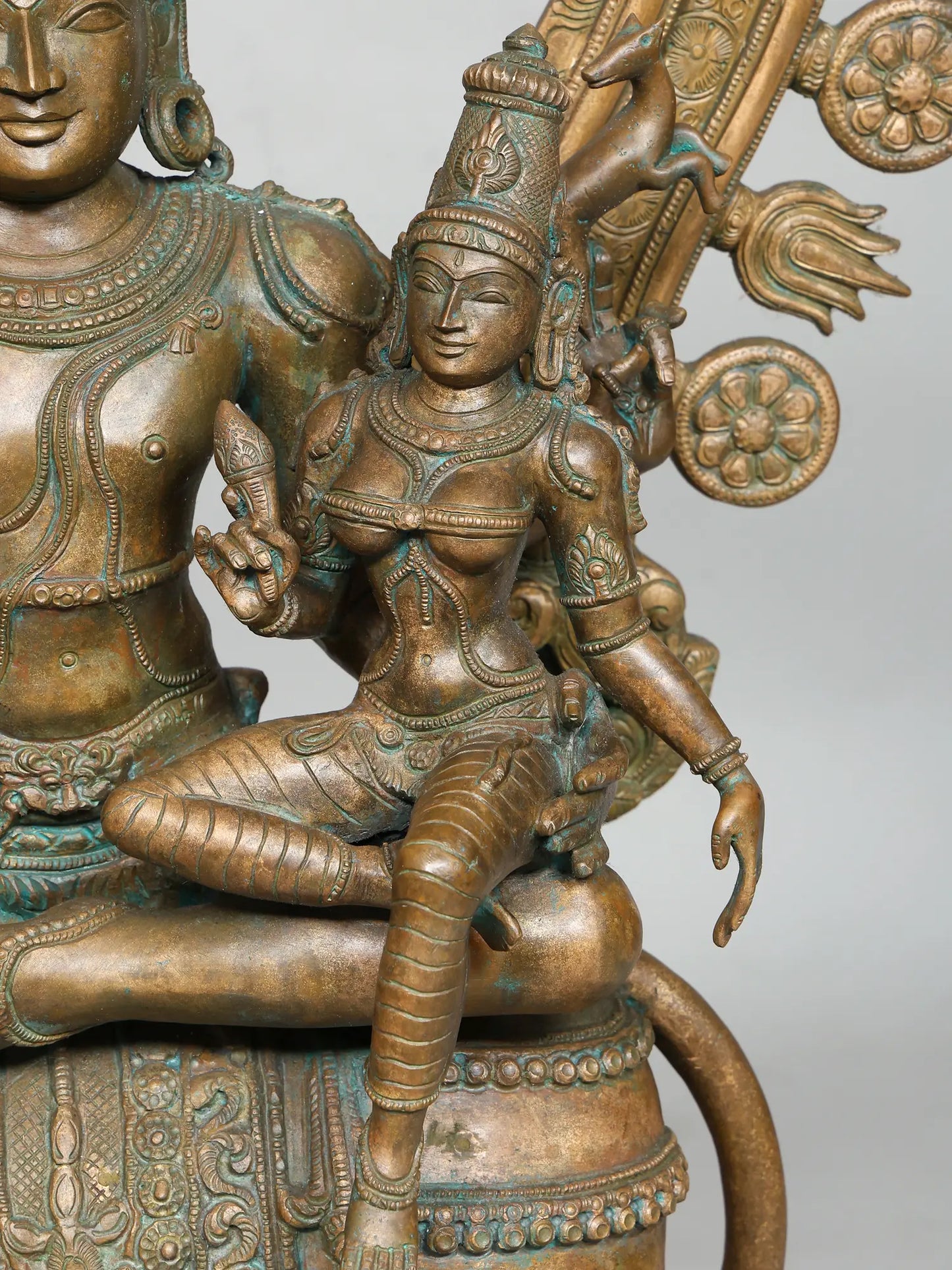 36" Superfine Pradosha Moorthy (Lord Shiva and Goddess Parvati on Nandi) | Panchaloha Bronze from Swamimalai