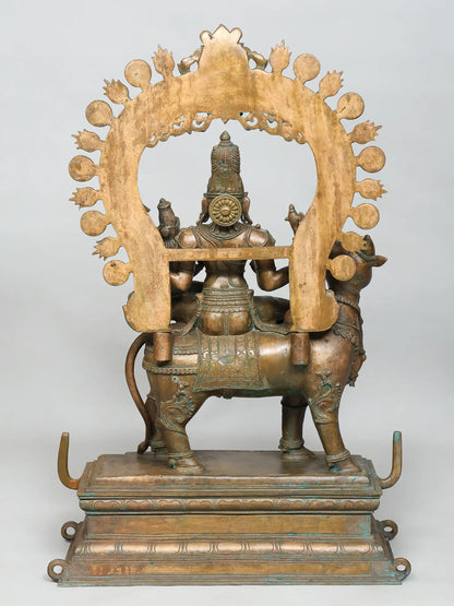 36" Superfine Pradosha Moorthy (Lord Shiva and Goddess Parvati on Nandi) | Panchaloha Bronze from Swamimalai