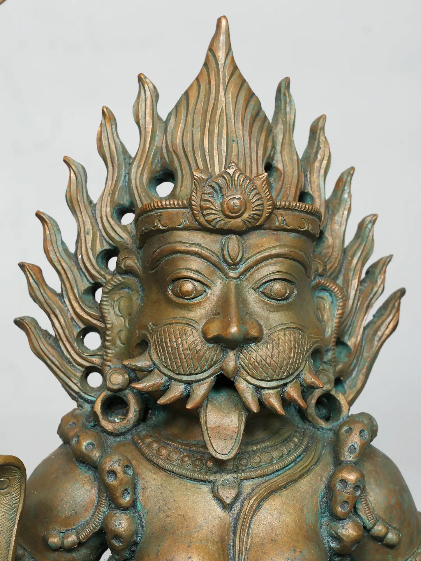 25" Goddess Pratyangira with Kirtimukha Prabhavali (Lost-Wax) | Panchaloha Bronze from Swamimalai