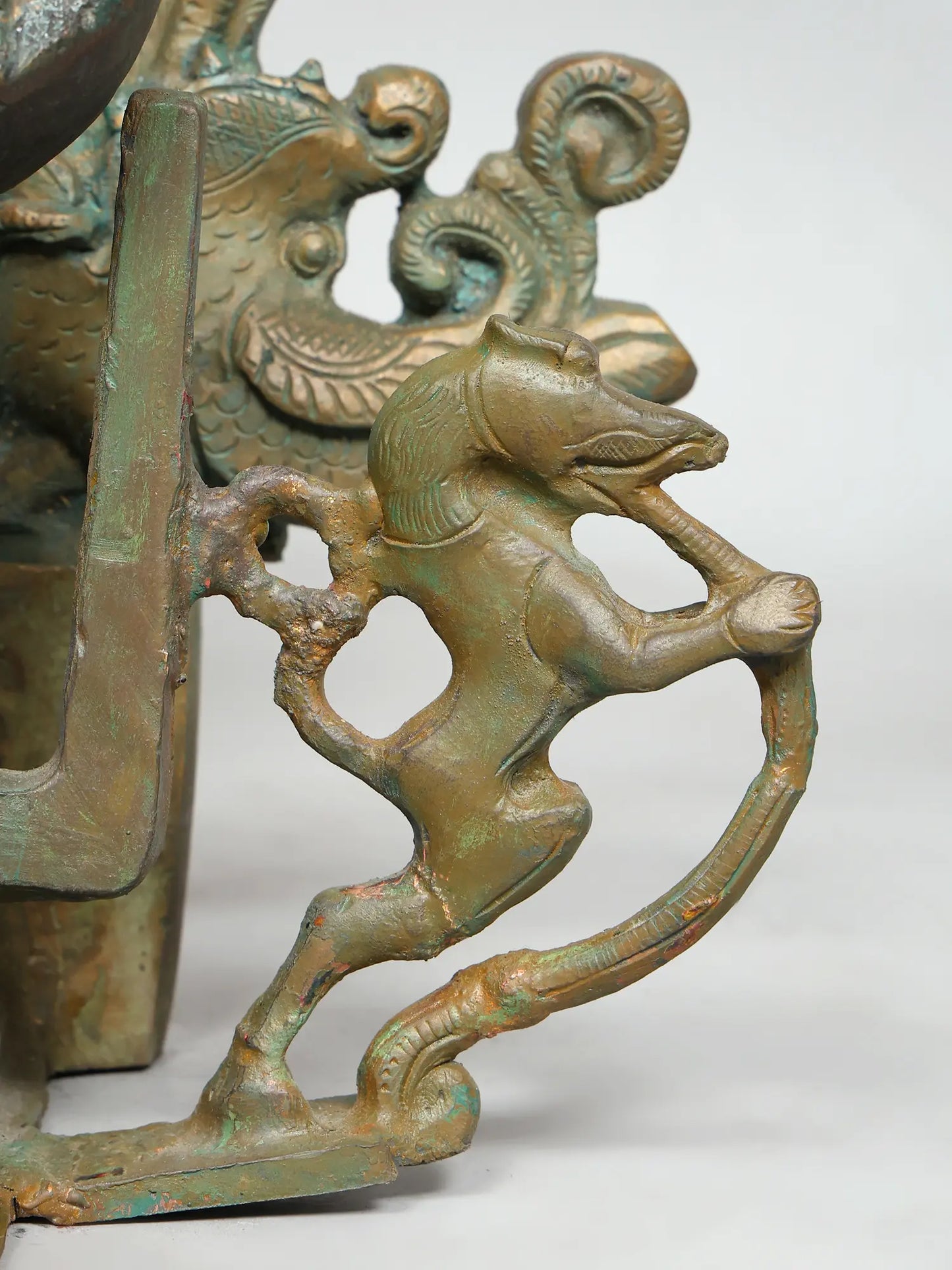 25" Goddess Pratyangira with Kirtimukha Prabhavali (Lost-Wax) | Panchaloha Bronze from Swamimalai