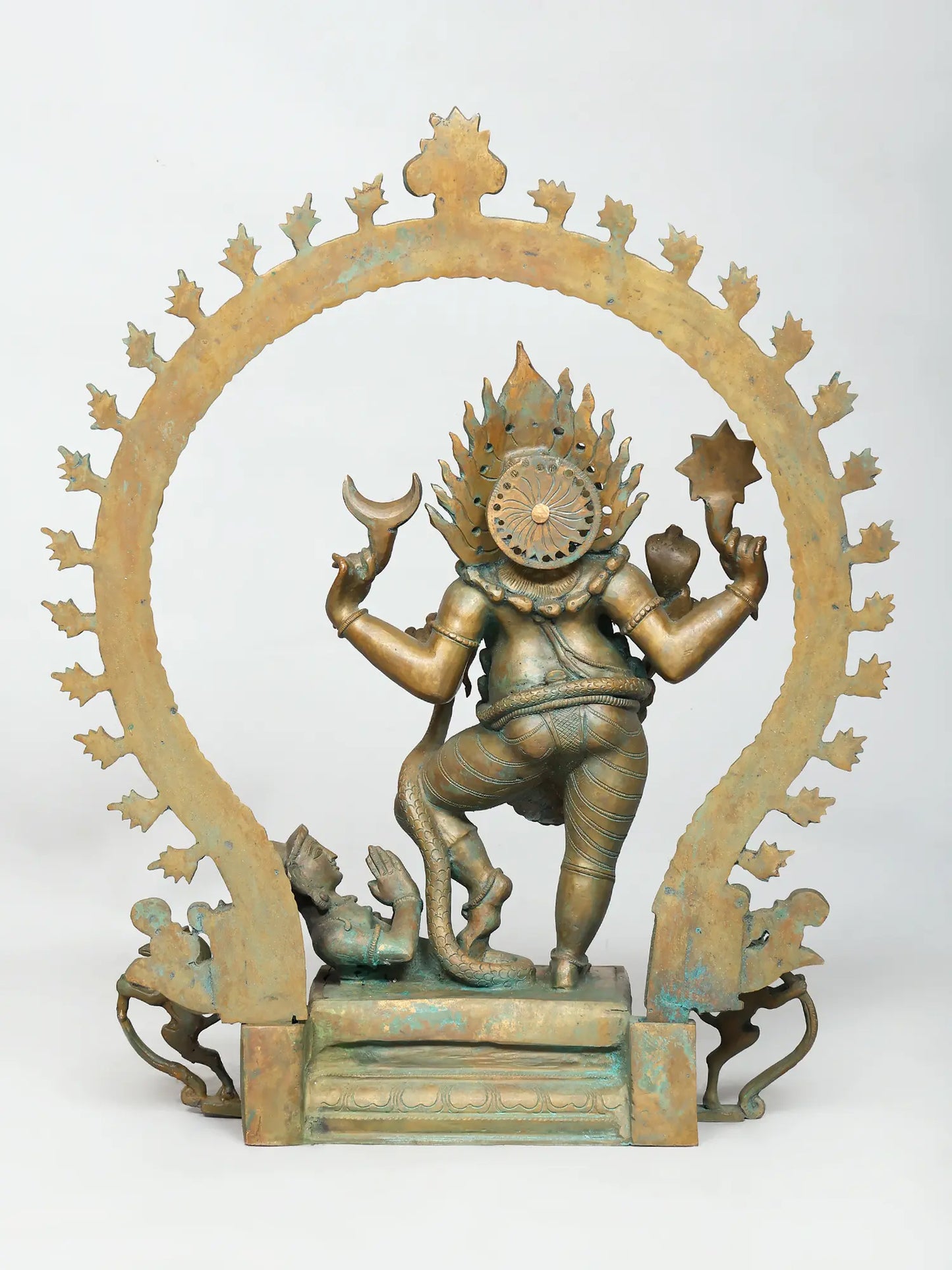 25" Goddess Pratyangira with Kirtimukha Prabhavali (Lost-Wax) | Panchaloha Bronze from Swamimalai