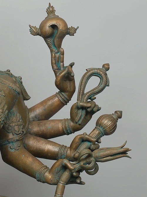 Seated Ten Armed Krishna Playing Flute In Panchaloha Bronze – Swamimalai, Tamil Nadu