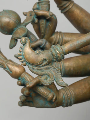 Seated Ten Armed Krishna Playing Flute In Panchaloha Bronze – Swamimalai, Tamil Nadu