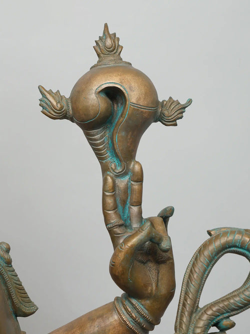 Seated Ten Armed Krishna Playing Flute In Panchaloha Bronze – Swamimalai, Tamil Nadu