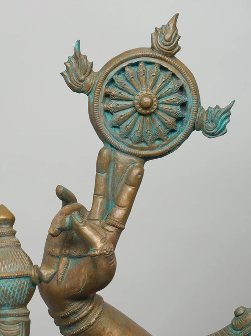 Seated Ten Armed Krishna Playing Flute In Panchaloha Bronze – Swamimalai, Tamil Nadu