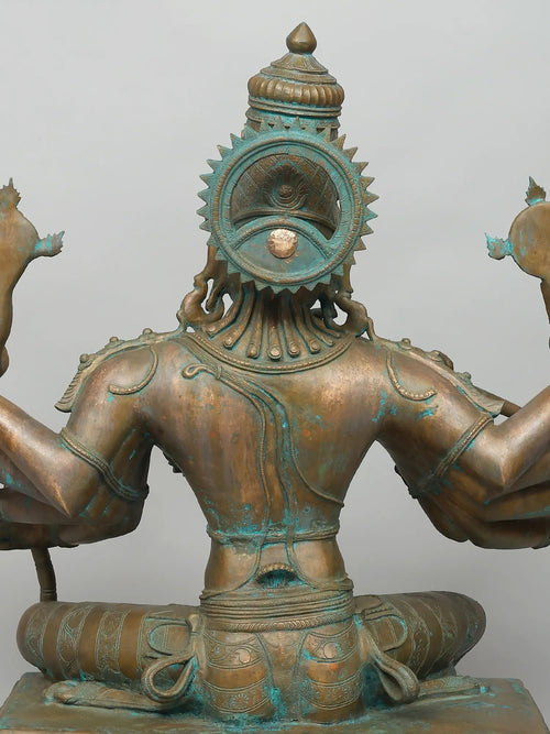 Seated Ten Armed Krishna Playing Flute In Panchaloha Bronze – Swamimalai, Tamil Nadu