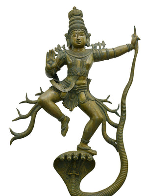 Krishna Subduing Kaliya in Dynamic Pose in Bronze – Swamimalai, Tamil Nadu