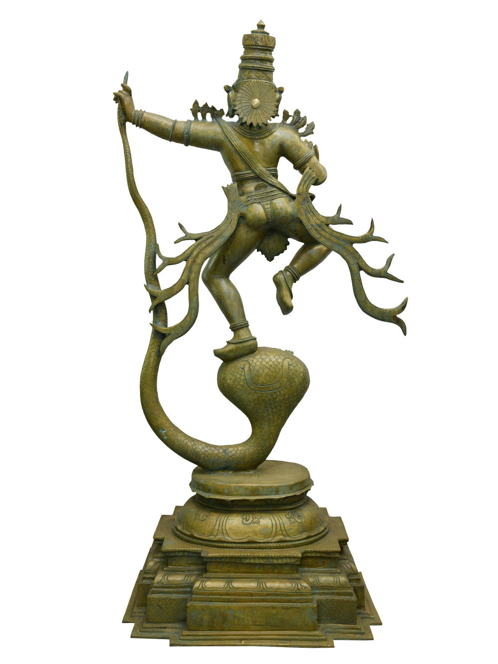 Krishna Subduing Kaliya in Dynamic Pose in Bronze – Swamimalai, Tamil Nadu