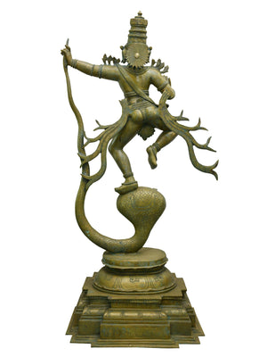 Krishna Subduing Kaliya in Dynamic Pose in Bronze – Swamimalai, Tamil Nadu