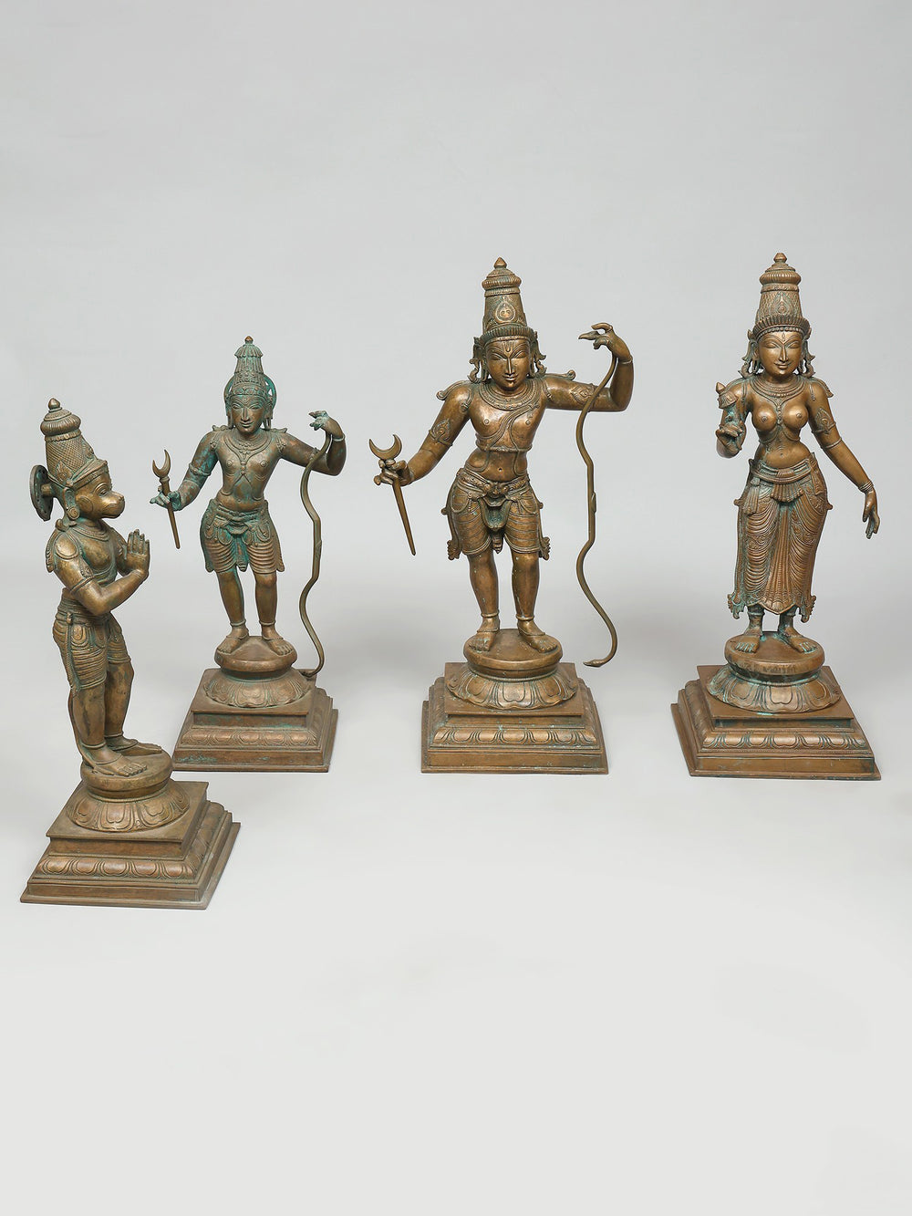 Rama with Sita, Lakshmana and Hanuman in Panchaloha Bronze Ensemble
