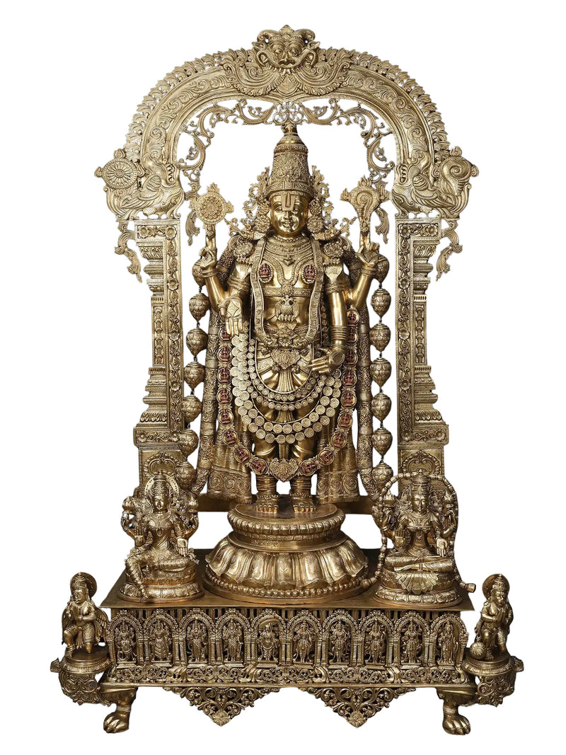 Decorative bronze statue Vishnu with intricate designs 