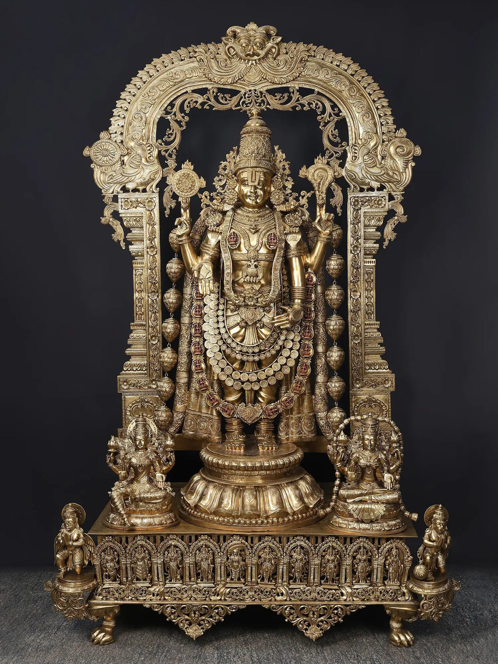 Venkateswara with Dashavatara Base and Garuda- Hanuman in Bronze