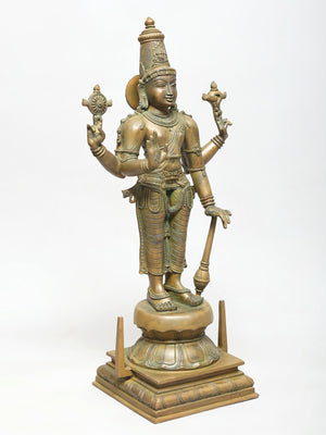 Standing Four-Armed Vishnu in Panchaloha Bronze – Lost-Wax Method, Swamimalai