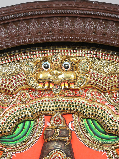 Grand Shiva Parvati Kalyanam - Sacred Wedding of Goddess Meenakshi and Lord Sundareswarar - Circular Tanjore Painting with 24 Karat Gold Work