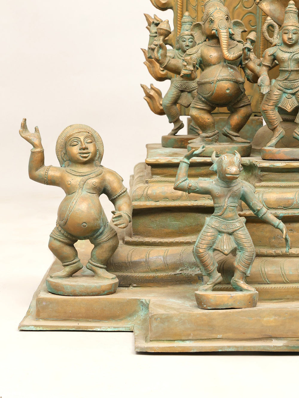 Ten-Armed Shiva Dancing on Nandi in Panchaloha Bronze – Swamimalai, Tamil Nadu