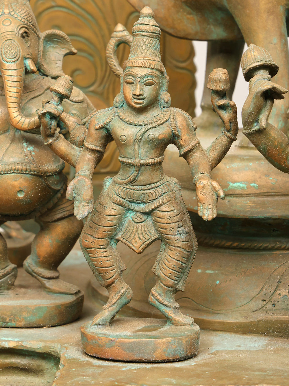 Ten-Armed Shiva Dancing on Nandi in Panchaloha Bronze – Swamimalai, Tamil Nadu