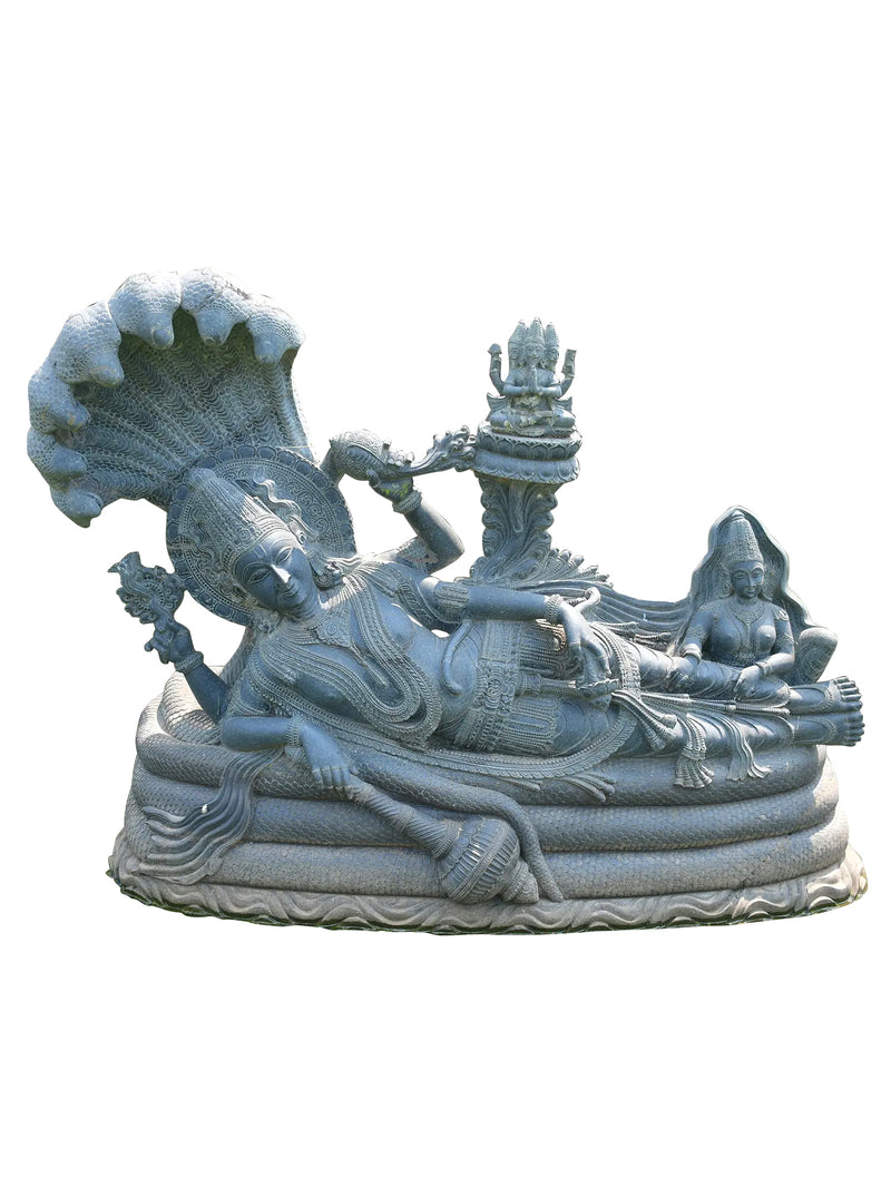Decorative stone sculpture of Vishnu with intricate details