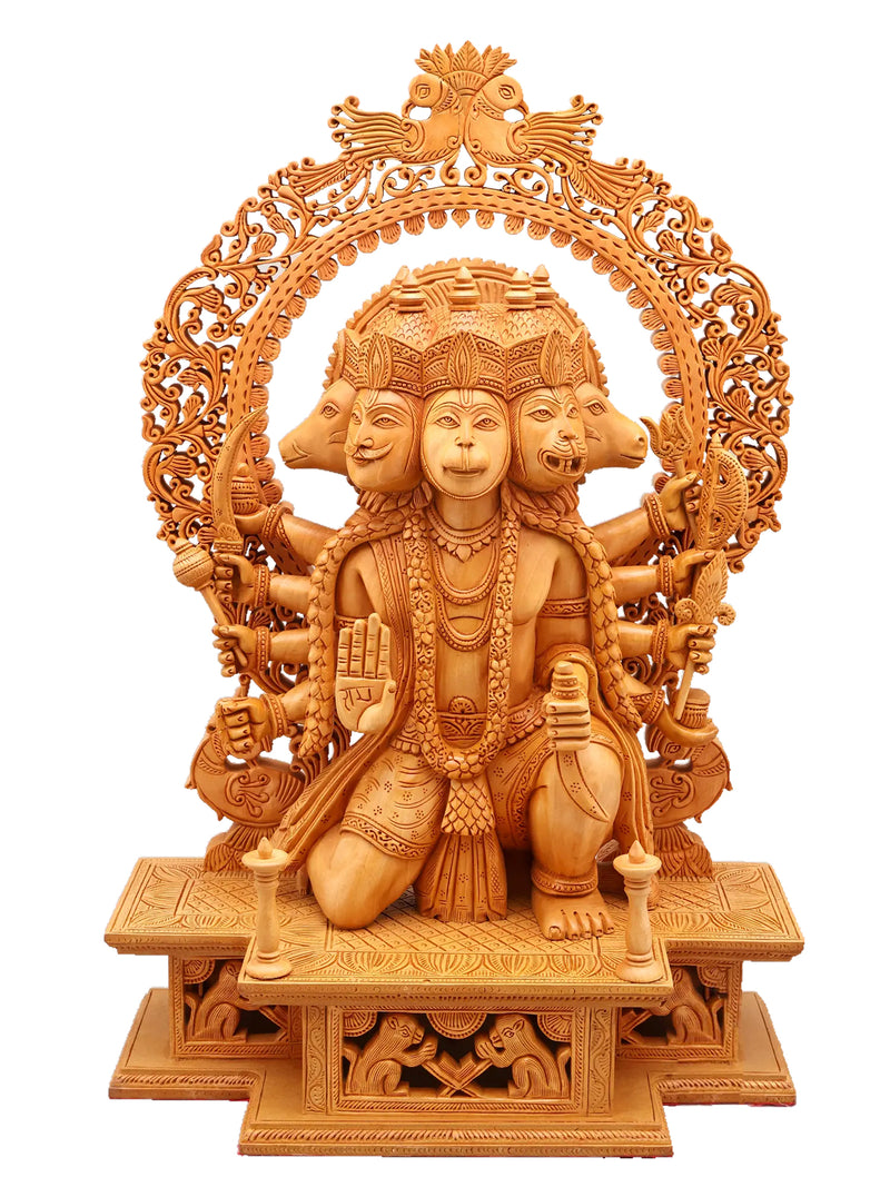 Wooden sculpture of panchmukhi Hanuman