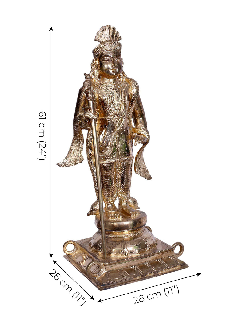 Standing Palani Murugan with Vel on Processional Pedestal in Bronze – Swamimalai, Tamil Nadu