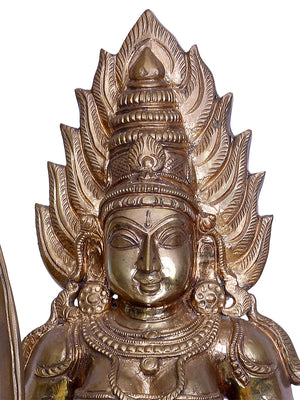 Four-Armed Mariamman in Lalitasana on Pedestal in Panchaloha Bronze – Swamimalai, Tamil Nadu