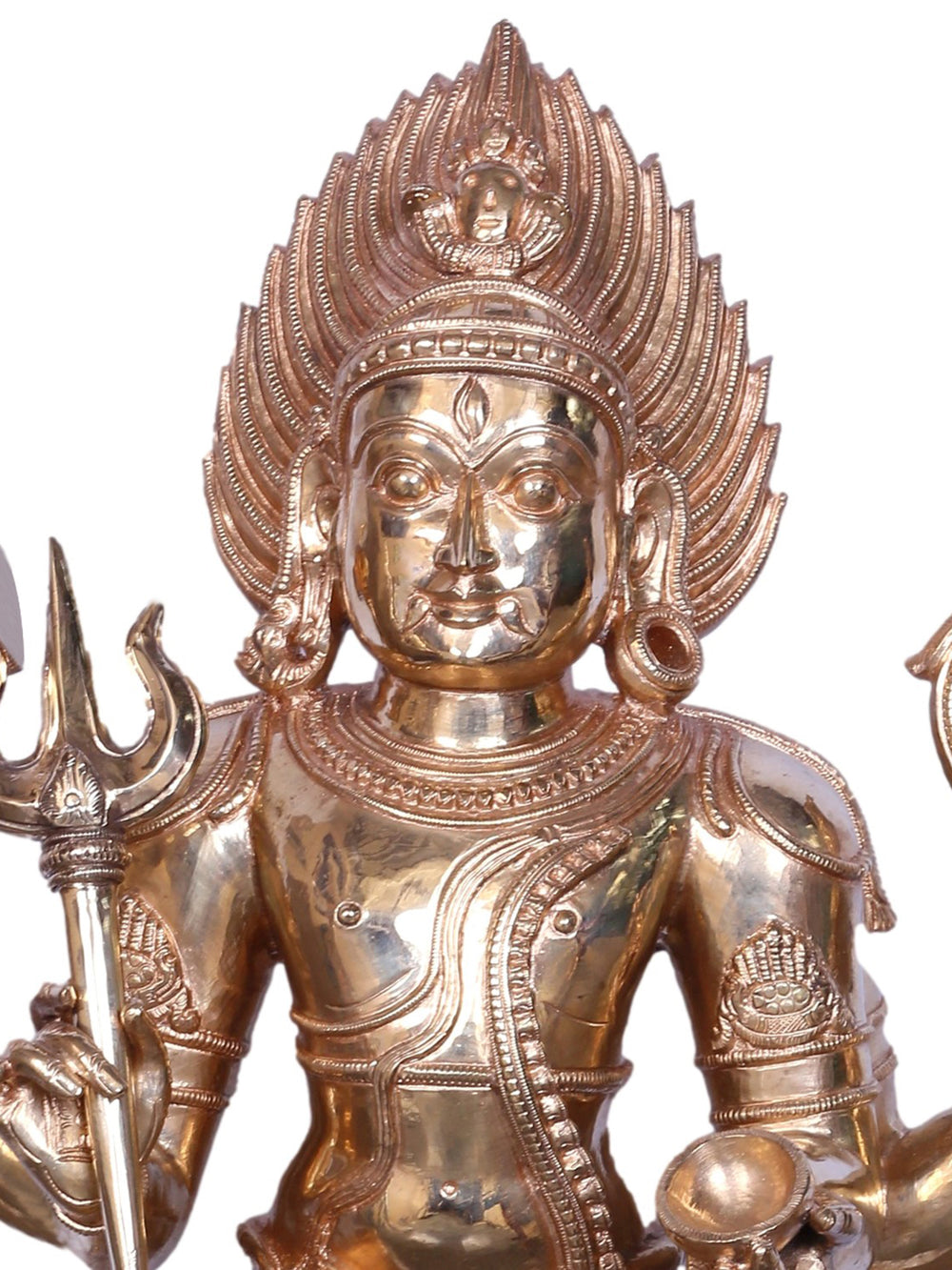 Bhairava with Trishula, Damaru, Skull Cup and Noose with Dog in Panchaloha Bronze – Swamimalai, Tamil Nadu