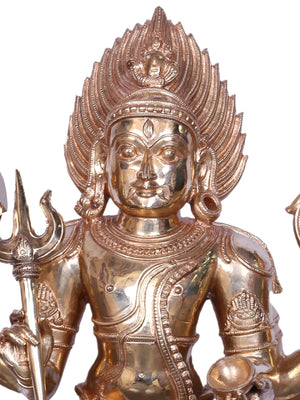 Bhairava with Trishula, Damaru, Skull Cup and Noose with Dog in Panchaloha Bronze – Swamimalai, Tamil Nadu