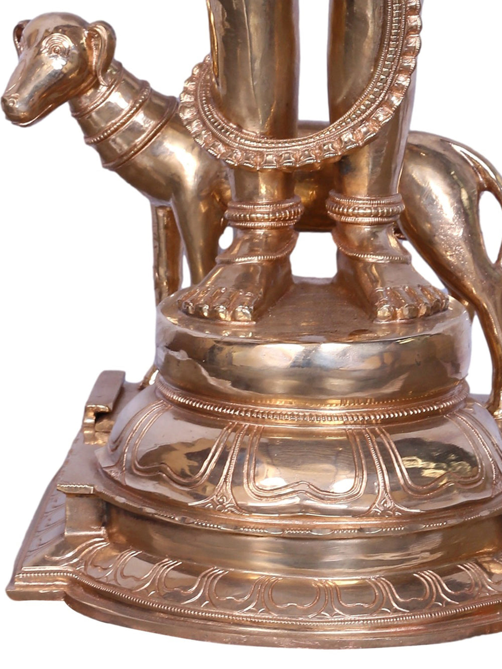 Bhairava with Trishula, Damaru, Skull Cup and Noose with Dog in Panchaloha Bronze – Swamimalai, Tamil Nadu