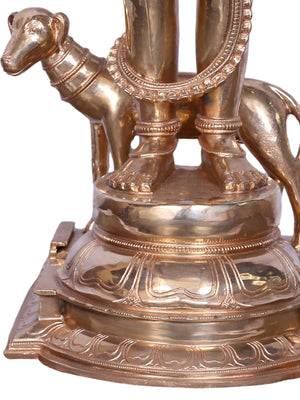 Bhairava with Trishula, Damaru, Skull Cup and Noose with Dog in Panchaloha Bronze – Swamimalai, Tamil Nadu