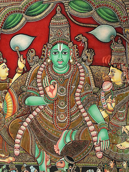 Sri Rama Pattabhishekam | Traditional Colors with 24 Karat Gold | (Winner of Shilp Guru Gold Medal Award