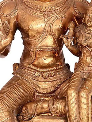 Lakshmi Narasimha on Throne with Kirtimukha Arch in Panchaloha Bronze – Swamimalai, Tamil Nadu