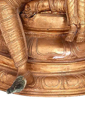 Lakshmi Narasimha on Throne with Kirtimukha Arch in Panchaloha Bronze – Swamimalai, Tamil Nadu
