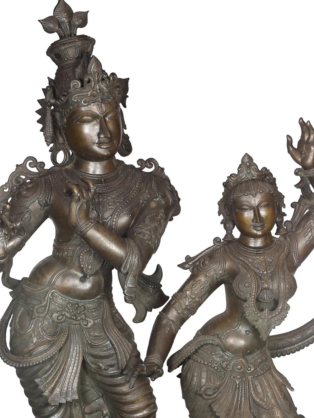 Dancing Radha with Krishna Playing Flute in Bronze – Swamimalai, Tamil Nadu