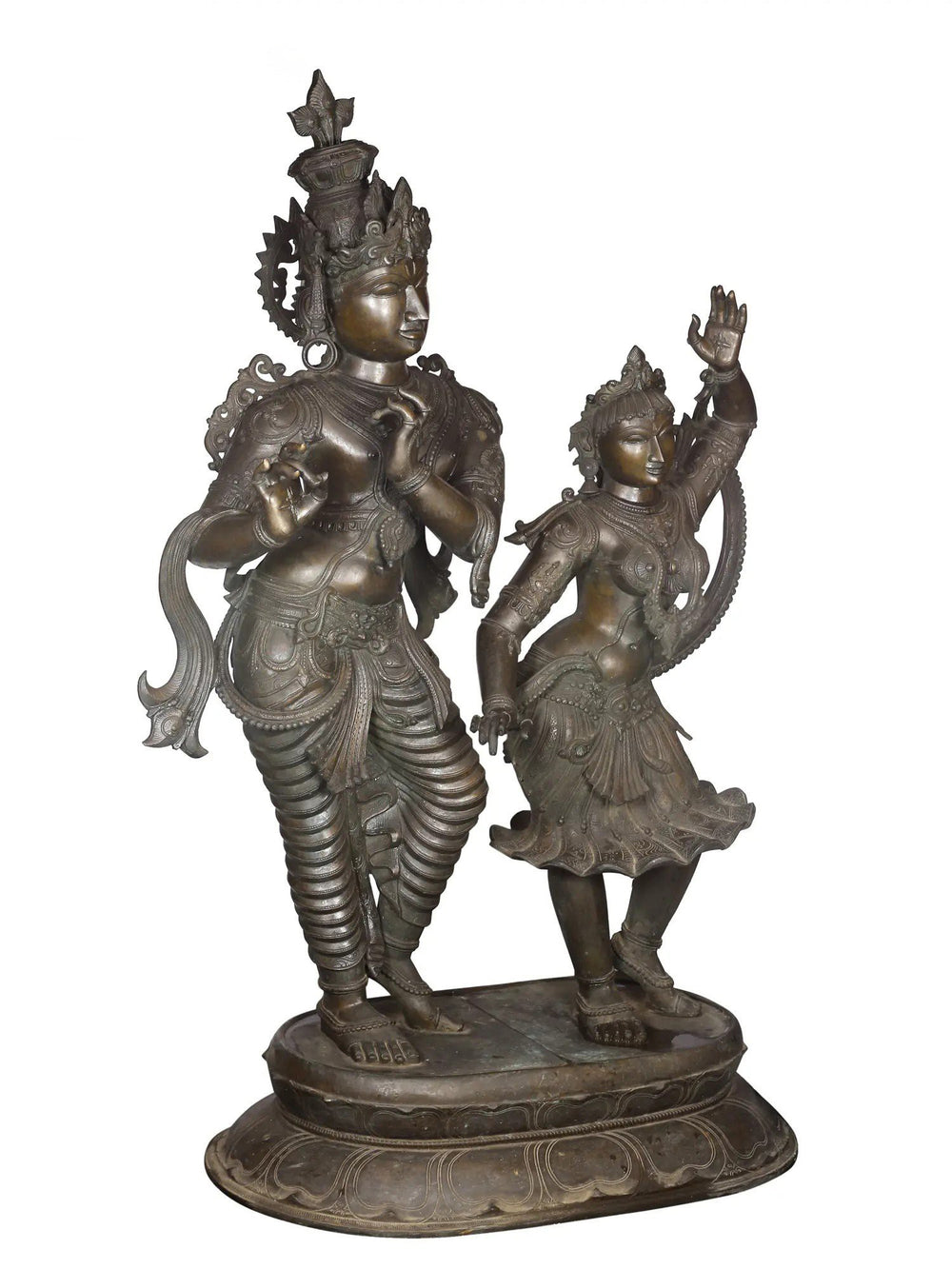 Dancing Radha with Krishna Playing Flute in Bronze – Swamimalai, Tamil Nadu
